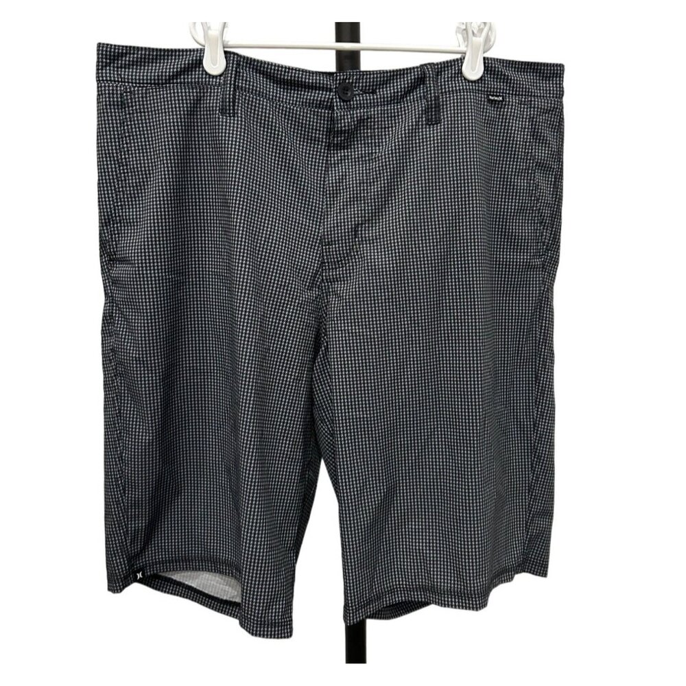 Hurley Mens Houndstooth Patterned Shorts Black White Sz